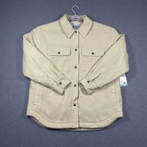 Marmot Jacket Womens Large Beige Wheat Ridgefield Sherpa Lined Flannel Relaxed